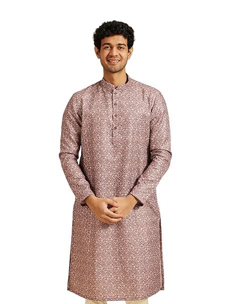 MANYAVAR Men's Art Silk Printed Kurta